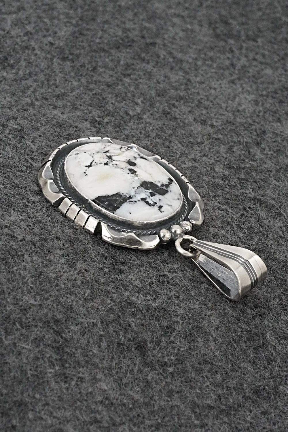 White Buffalo & Sterling Silver Pendant - Samuel Yellowhair