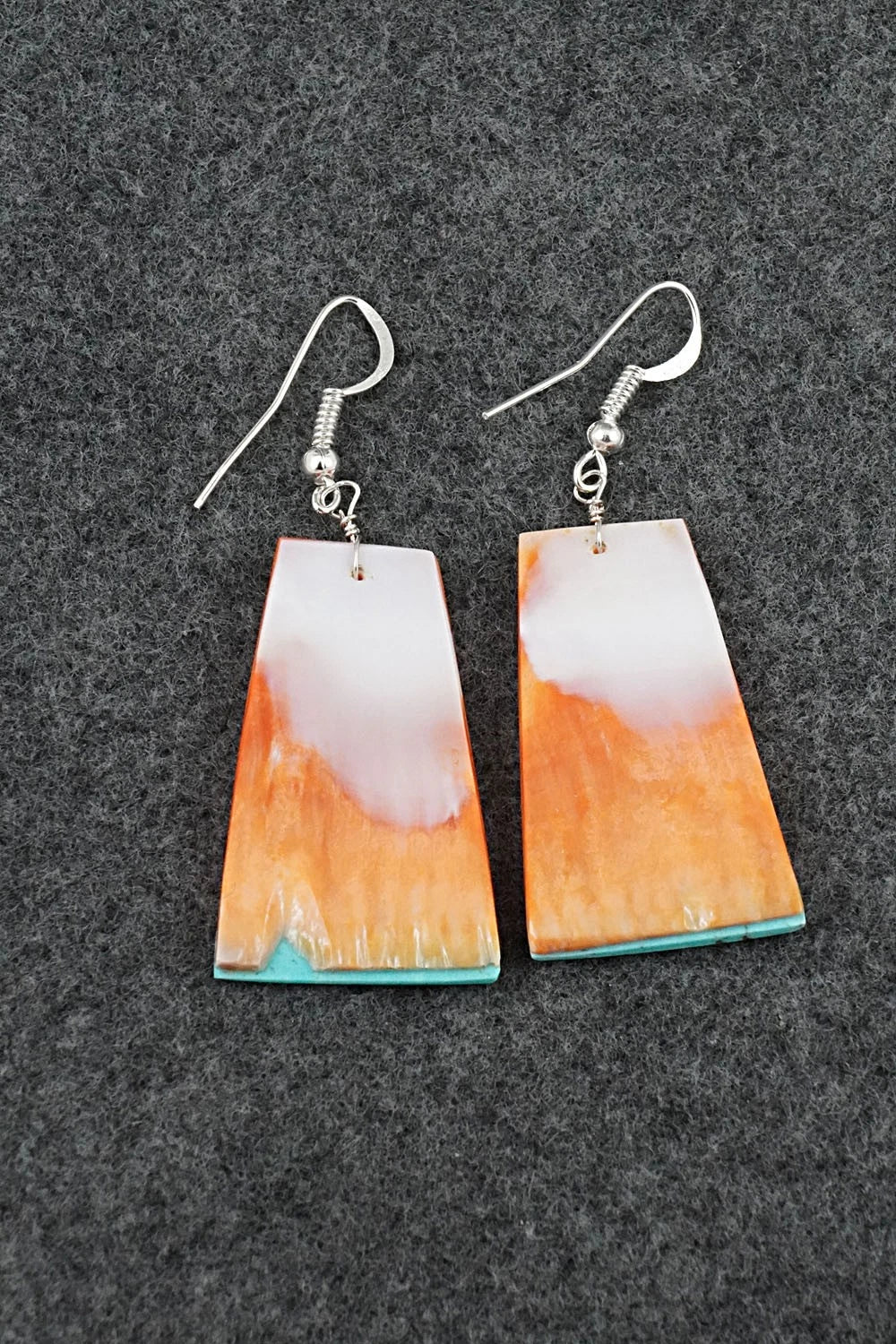 Spiny Oyster, Turquoise & Sterling Silver Earrings - Louise Pete