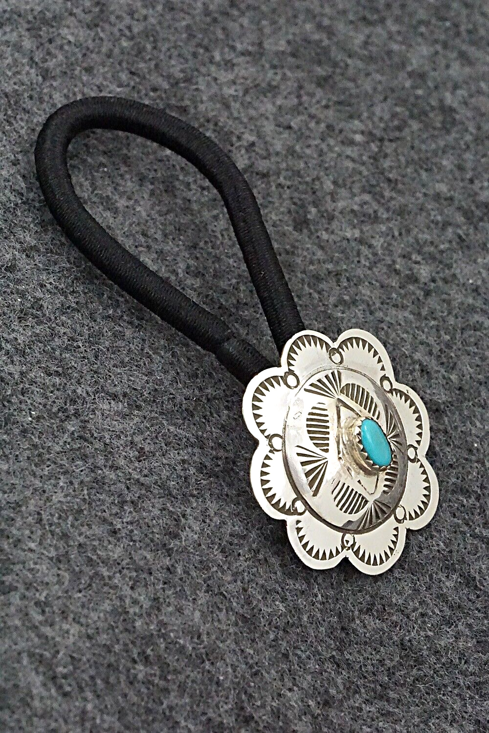 Turquoise & Sterling Silver Hair Tie - Bertha Begay