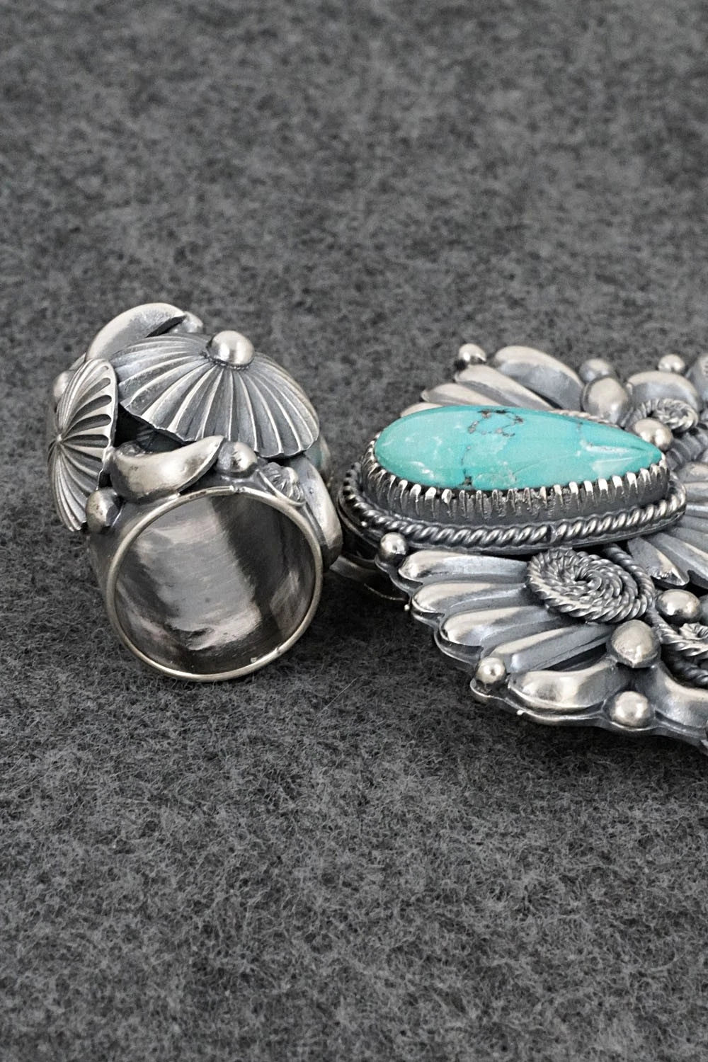 Turquoise & Sterling Silver Naja Pendant - Delbert Gordon