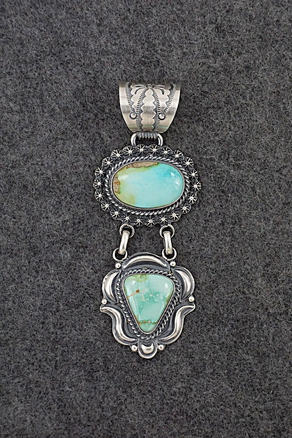 Turquoise & Sterling Silver Pendant - Raymond Delgarito
