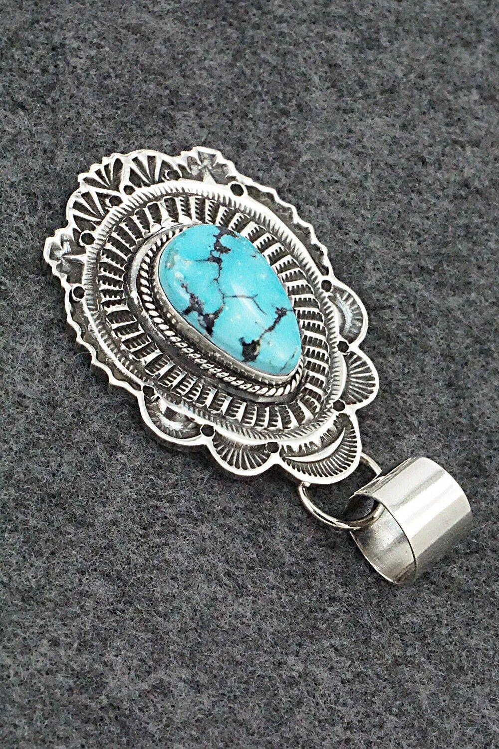 Turquoise & Sterling Silver Pendant - Leonard Maloney