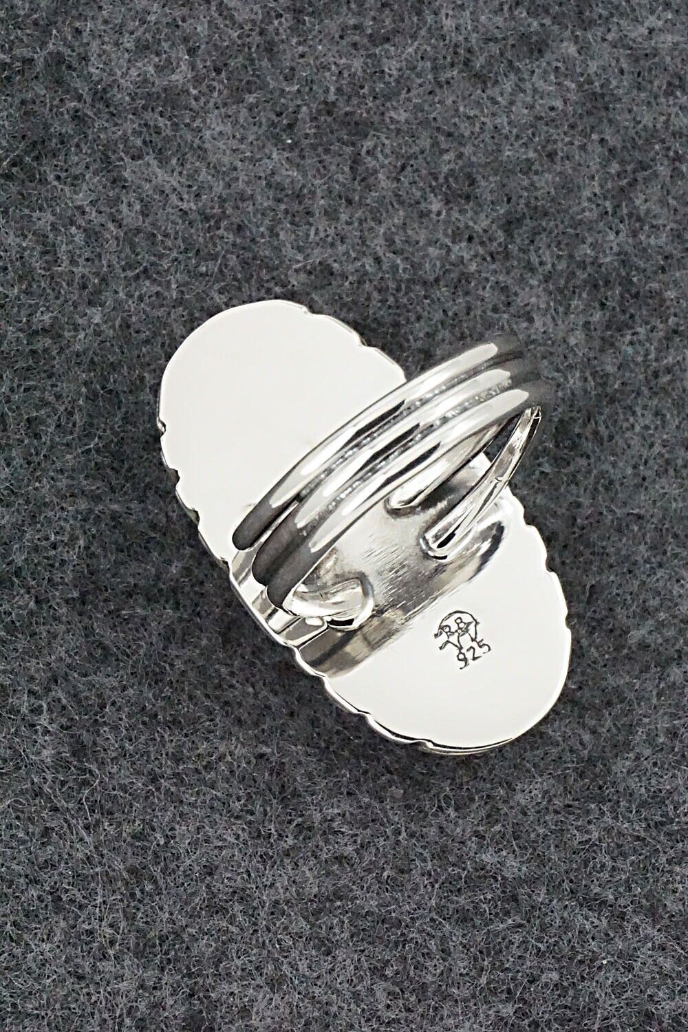 White Buffalo & Sterling Silver Ring - Myra Benally - Size 7.5