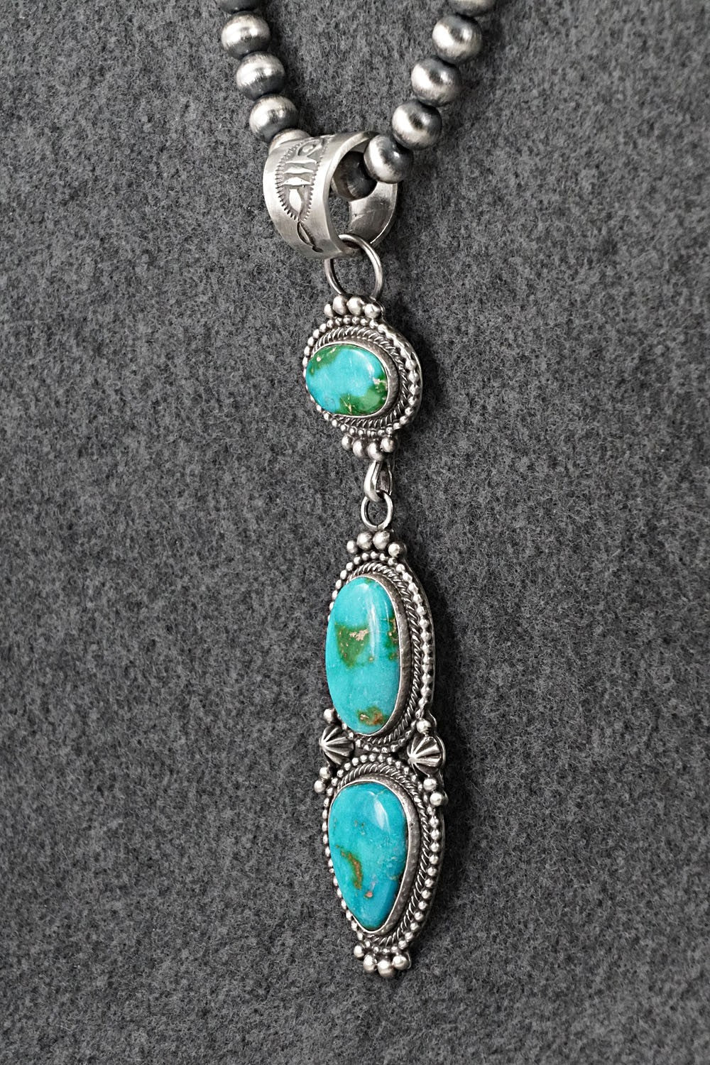 Turquoise & Sterling Silver Necklace - Tom Lewis