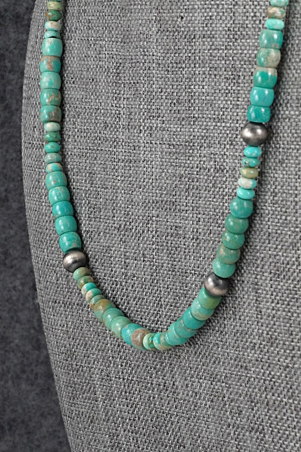 Turquoise & Sterling Silver Necklace 18" - Doreen Jake