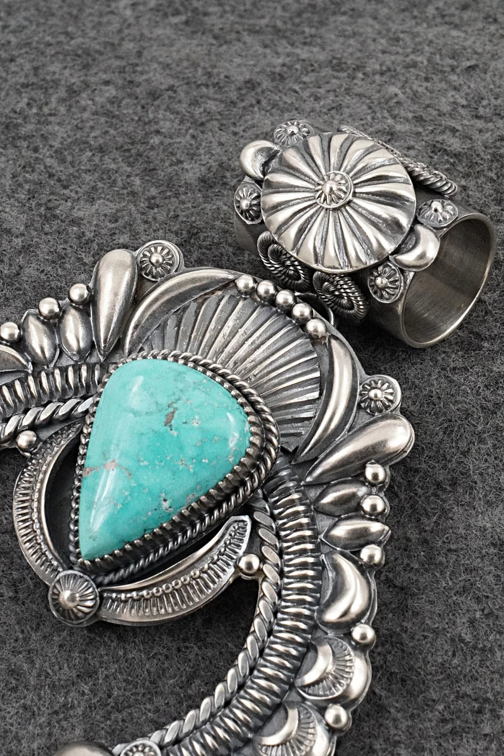 Turquoise & Sterling Silver Naja Pendant - Delbert Gordon