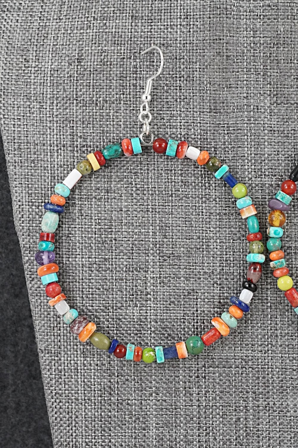 Multi-Stone & Sterling Silver Earrings - Helen Tsosie