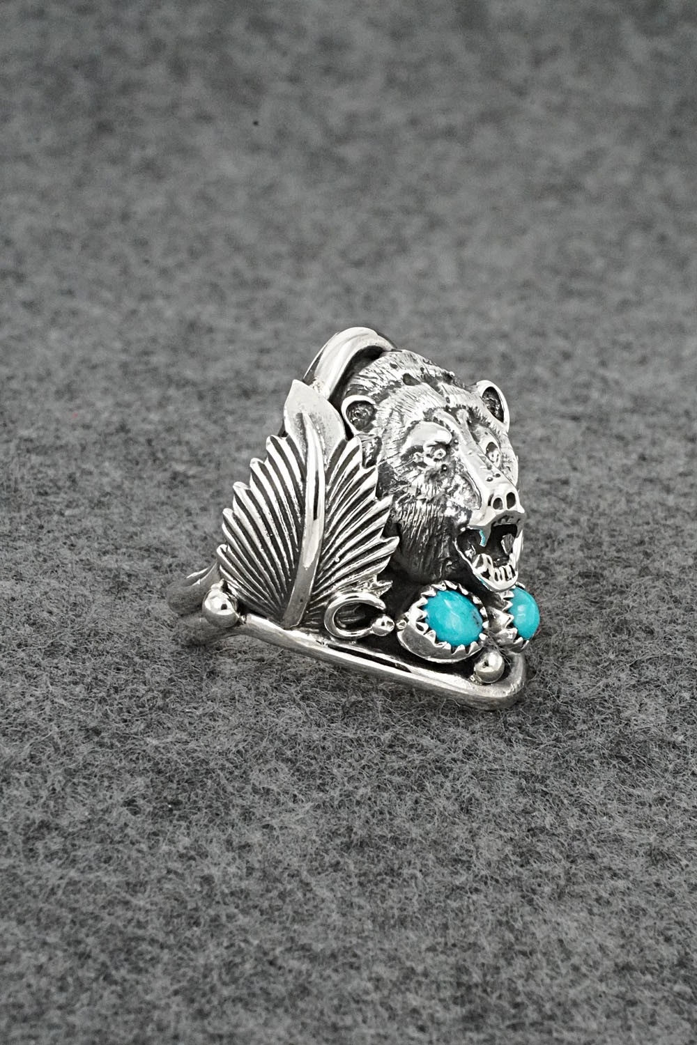 Turquoise & Sterling Silver Ring - Darrell Morgan - Size 10.5