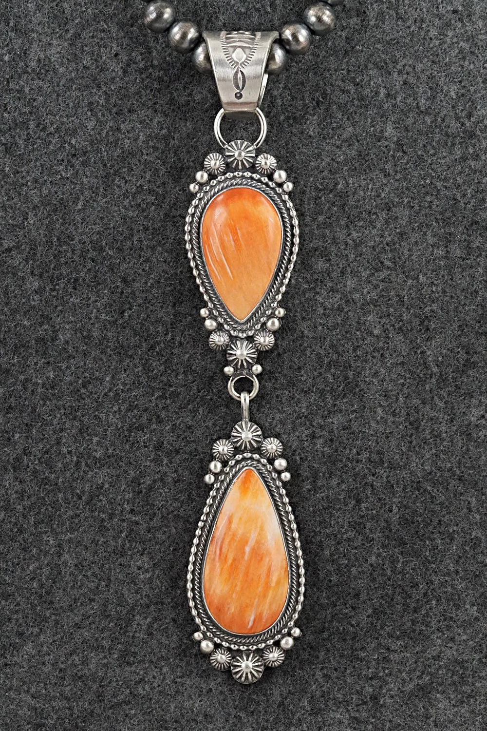 Spiny Oyster & Sterling Silver Necklace - Tom Lewis