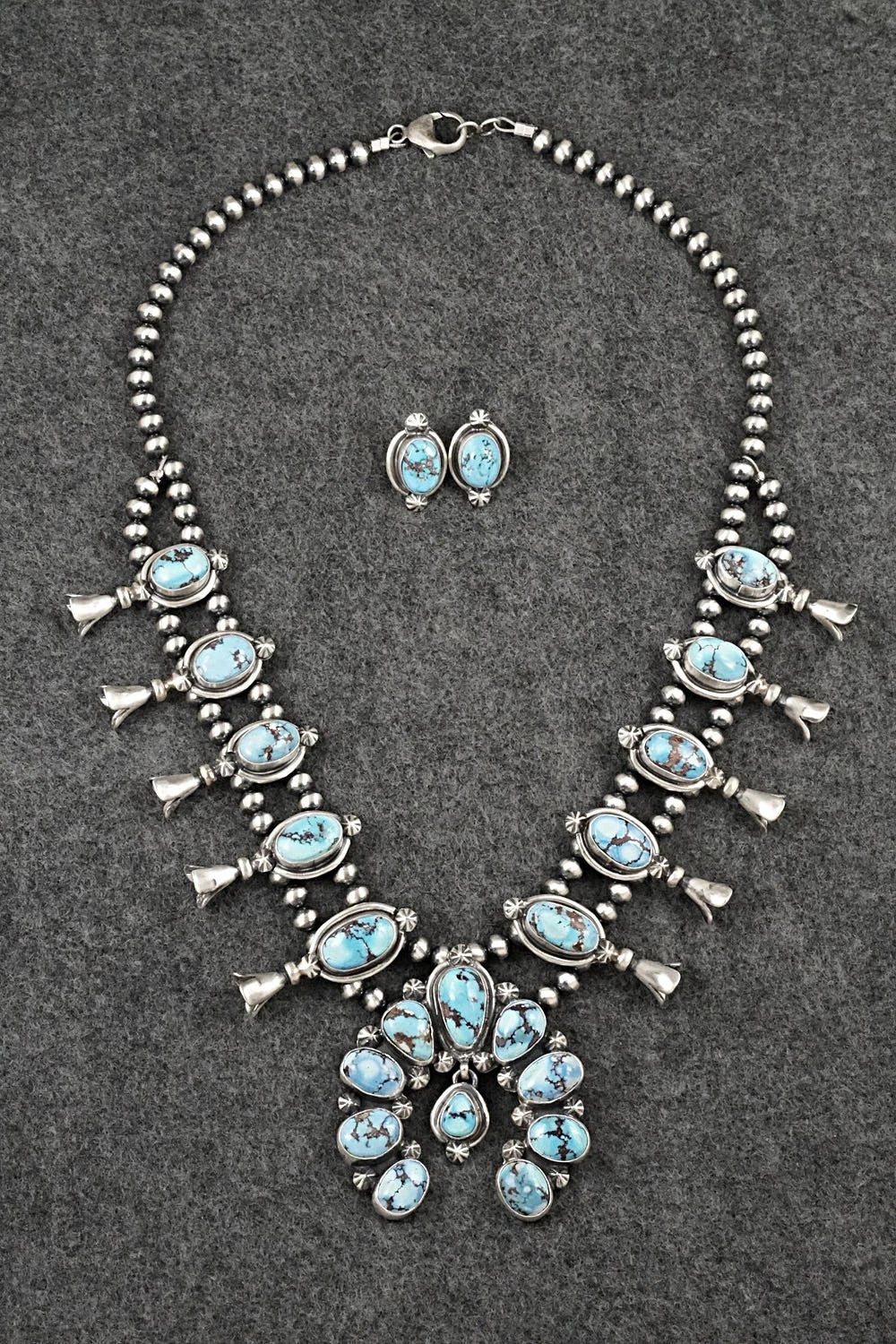 Turquoise & Sterling Silver Squash Blossom Set - Darrin Livingston