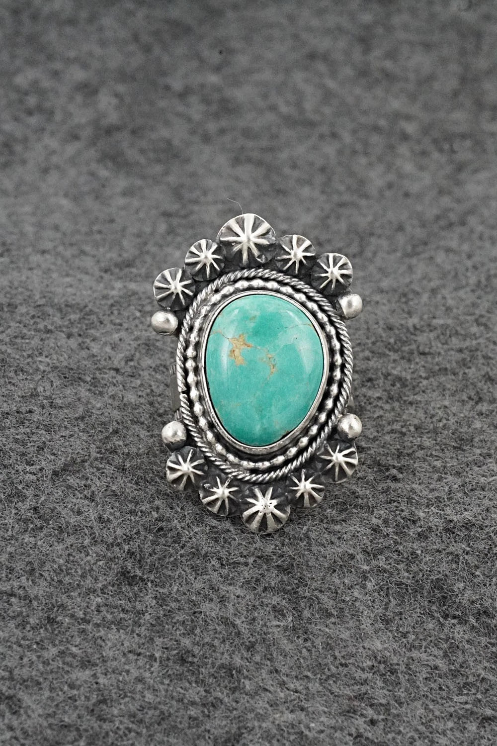 Turquoise & Sterling Silver Ring - Cordell Platero - Size Adjustable