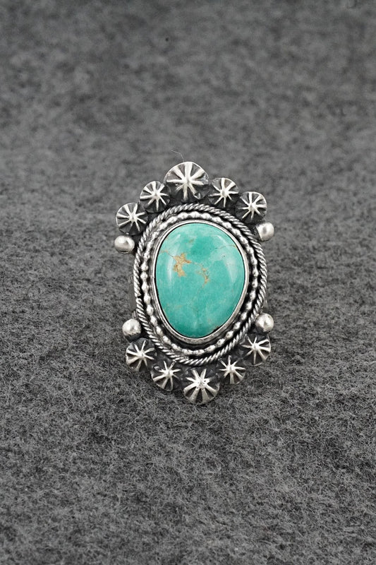 Turquoise & Sterling Silver Ring - Cordell Platero - Size Adjustable