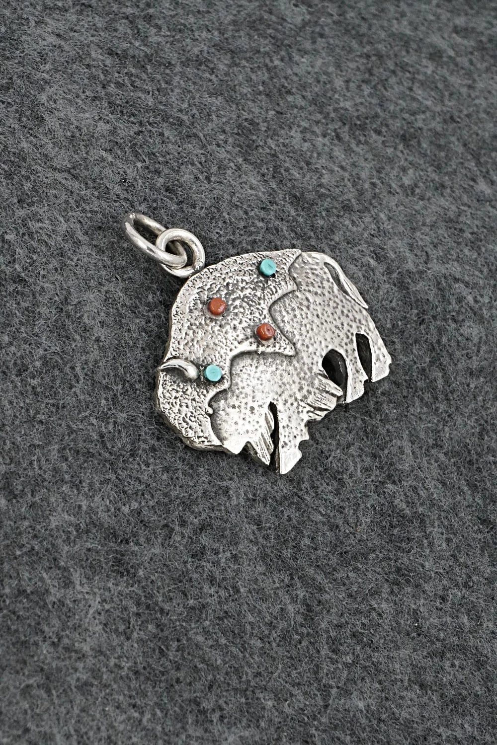 Turquoise, Coral & Sterling Silver Pendant - Virick Laweka