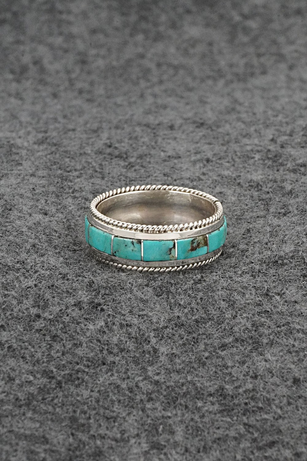 Turquoise & Sterling Silver Ring - Bruce Johnson - Size 9.5