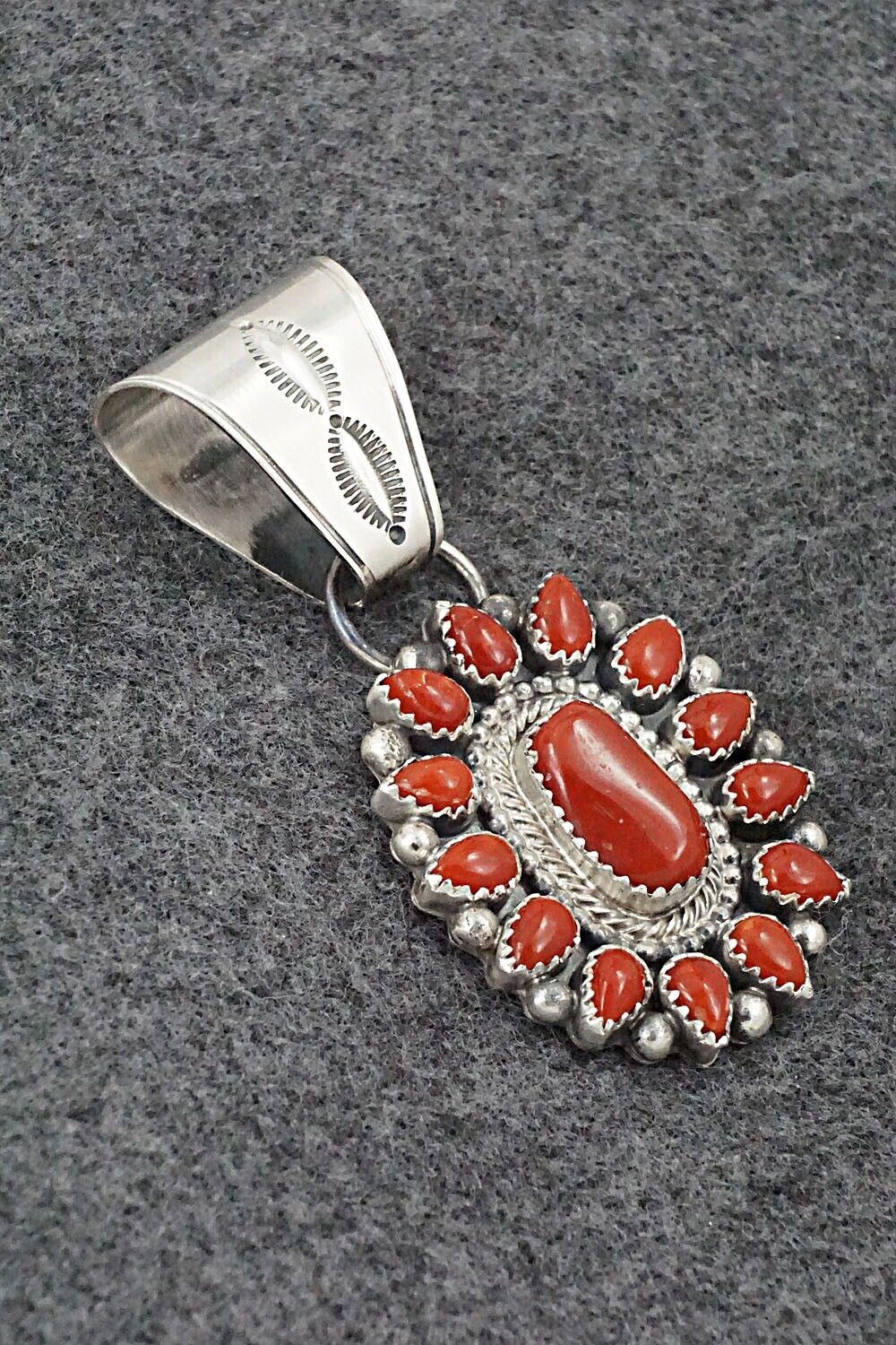 Coral & Sterling Silver Pendant - Tom Lewis