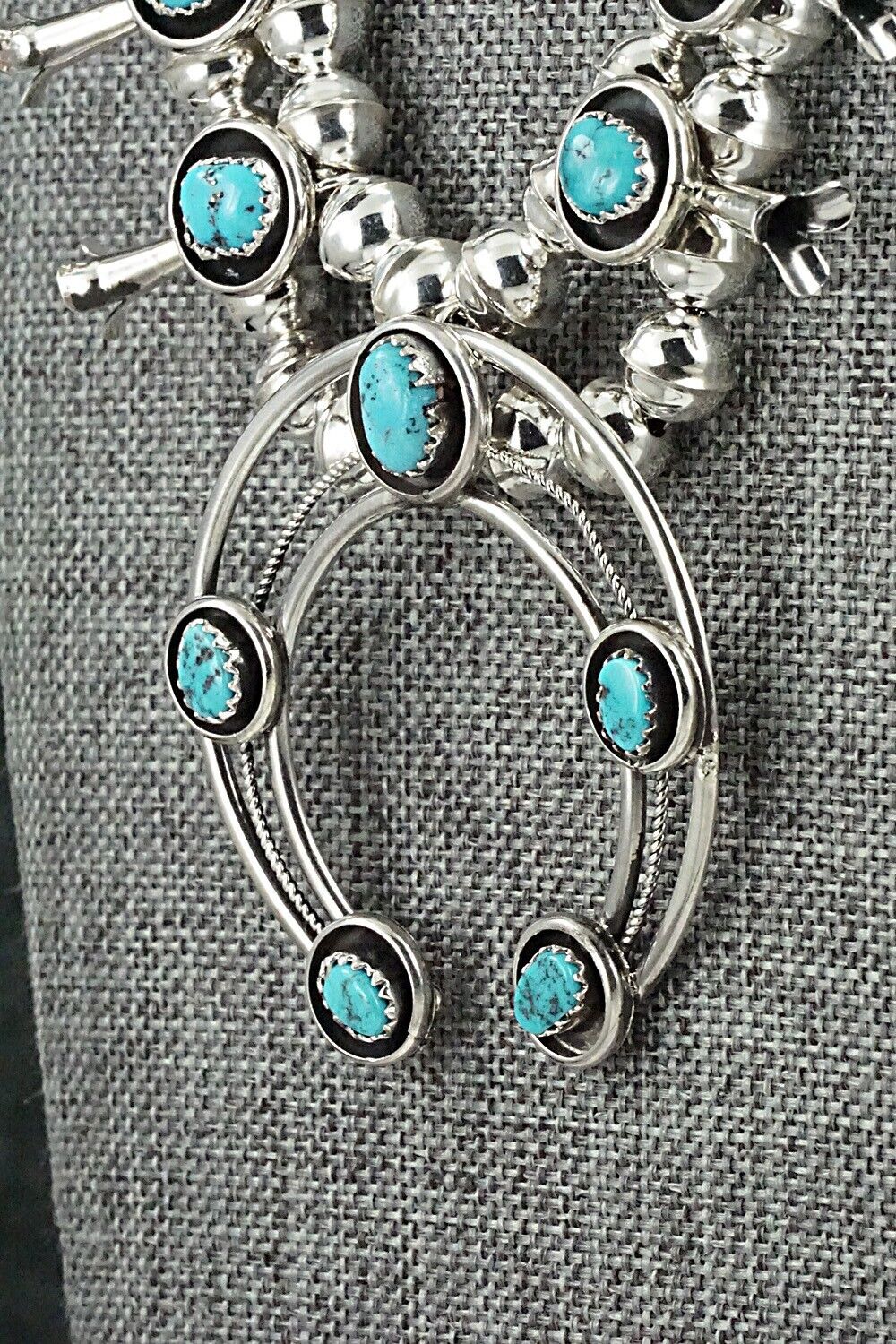 Turquoise & Sterling Silver Squash Blossom Set - Phil Garcia