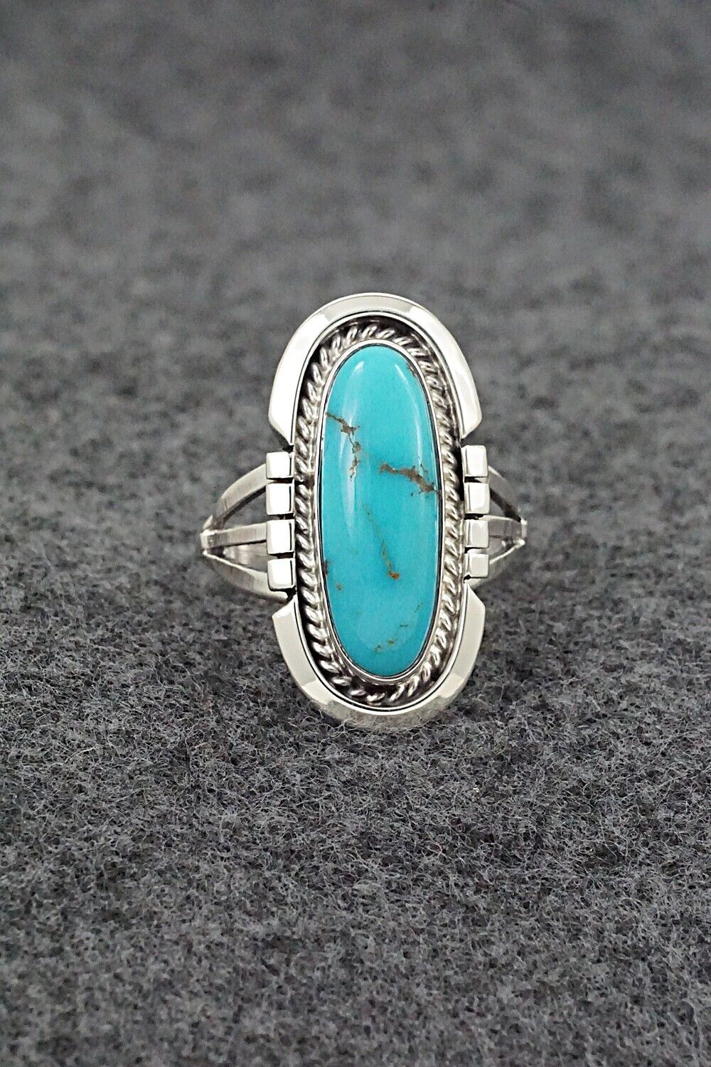 Turquoise & Sterling Silver Ring - Samuel Yellowhair - Size 6.75