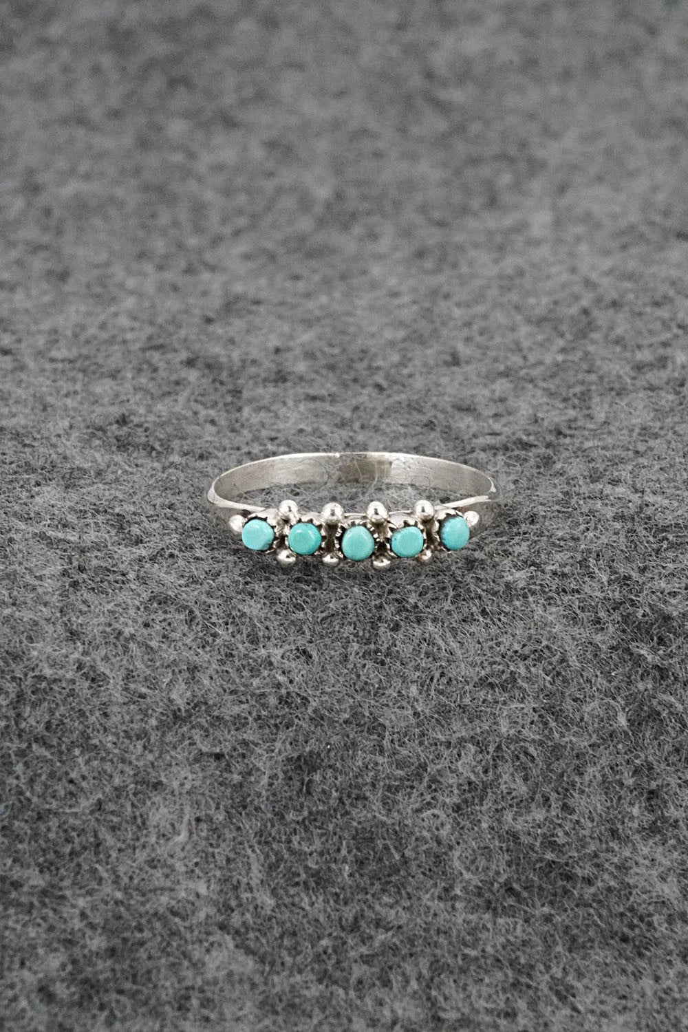Turquoise & Sterling Silver Ring - April Haloo - Size 8.5