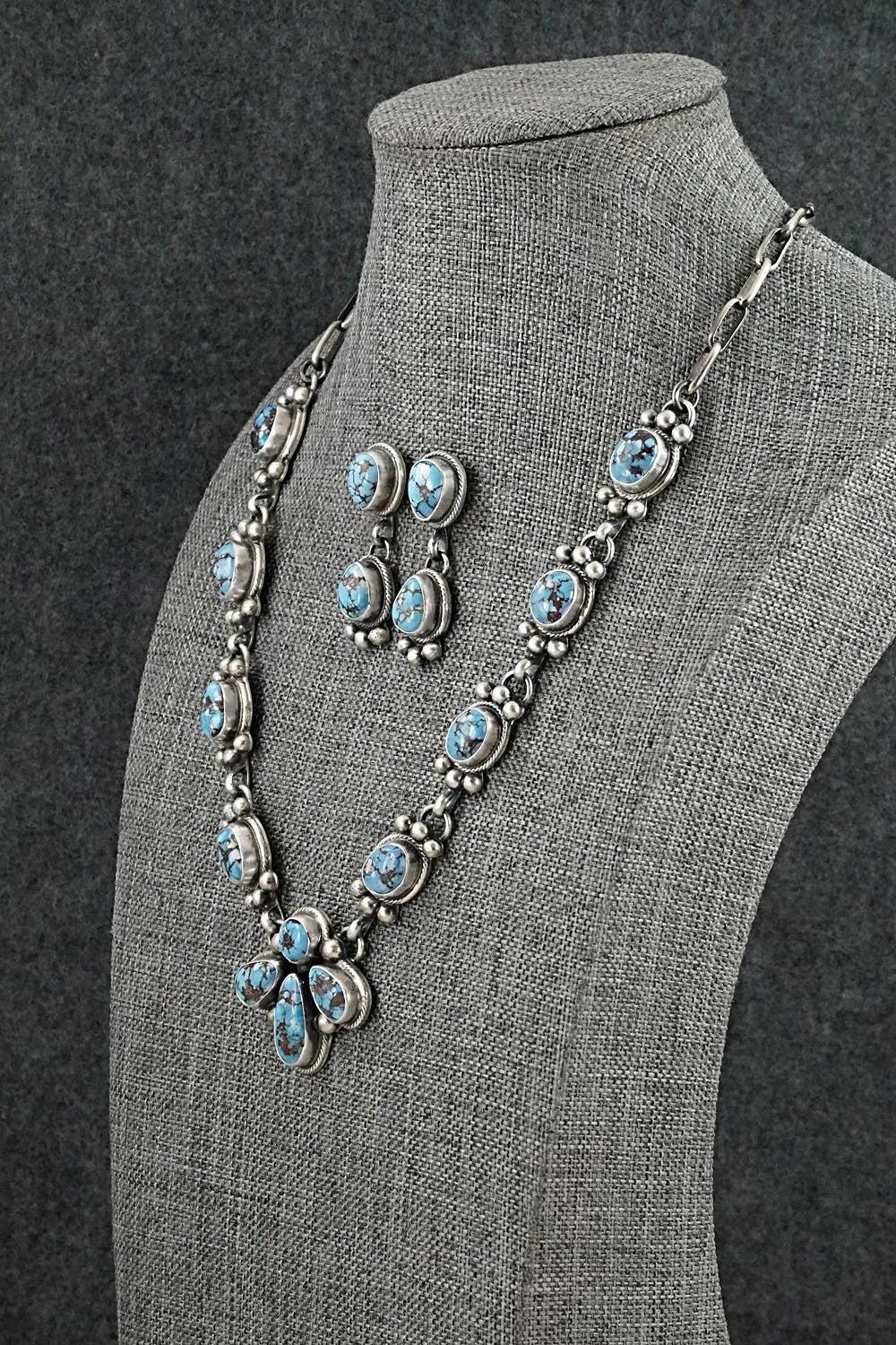 Turquoise & Sterling Silver Necklace and Earrings Set - Kathleen Livingston