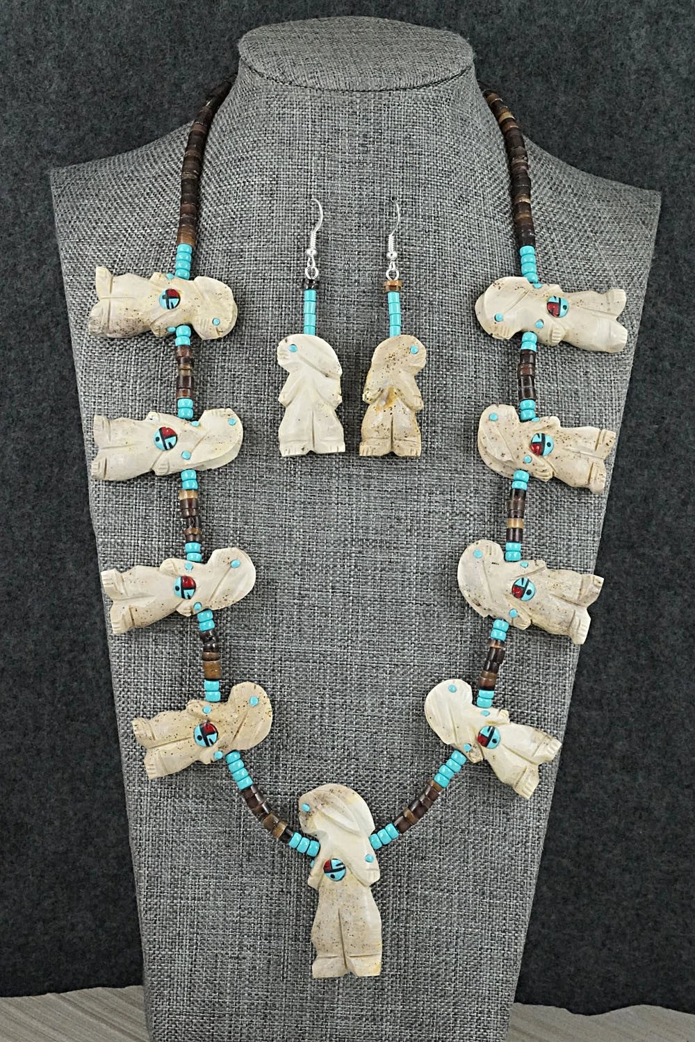 Multi-Stone Rabbit Fetish & Sterling Silver Necklace Set - Dannette Laate