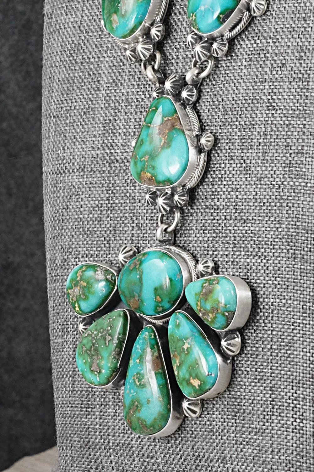 Turquoise & Sterling Silver Necklace and Earrings Set - Bobby Johnson