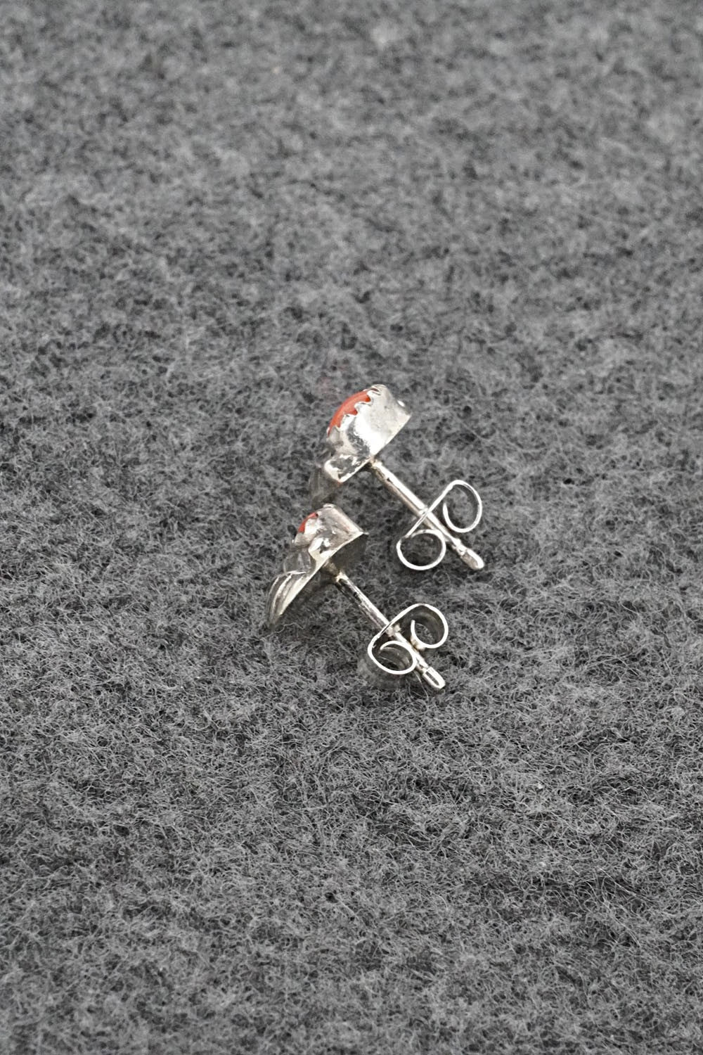 Coral & Sterling Silver Earrings - Roselene Joe