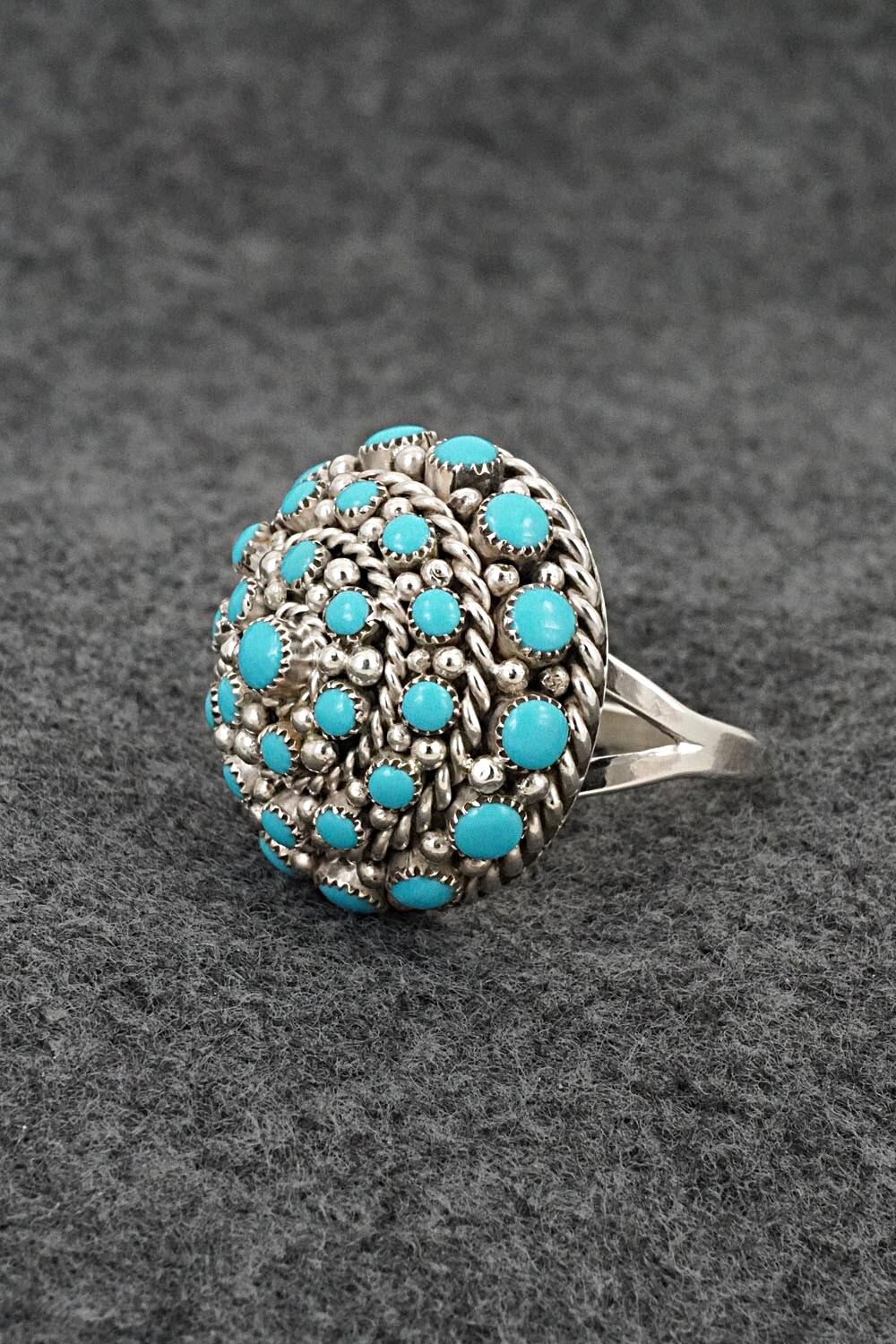 Turquoise & Sterling Silver Ring - Dickey Charlie - Size 8