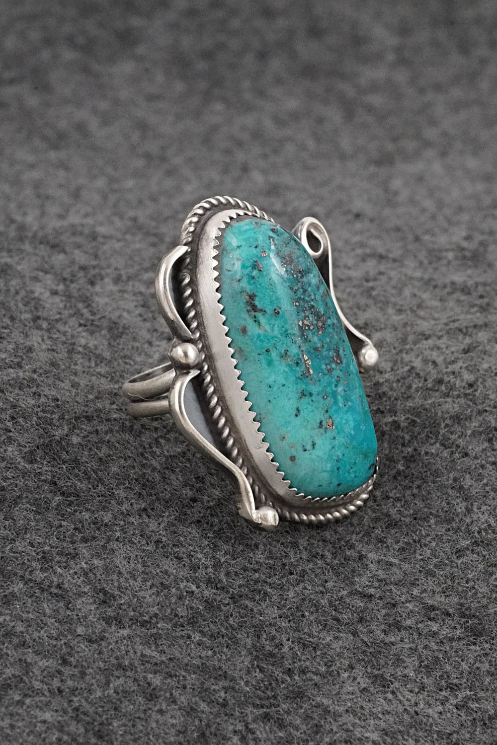 Turquoise & Sterling Silver Ring - Leslie Nez - Size 8