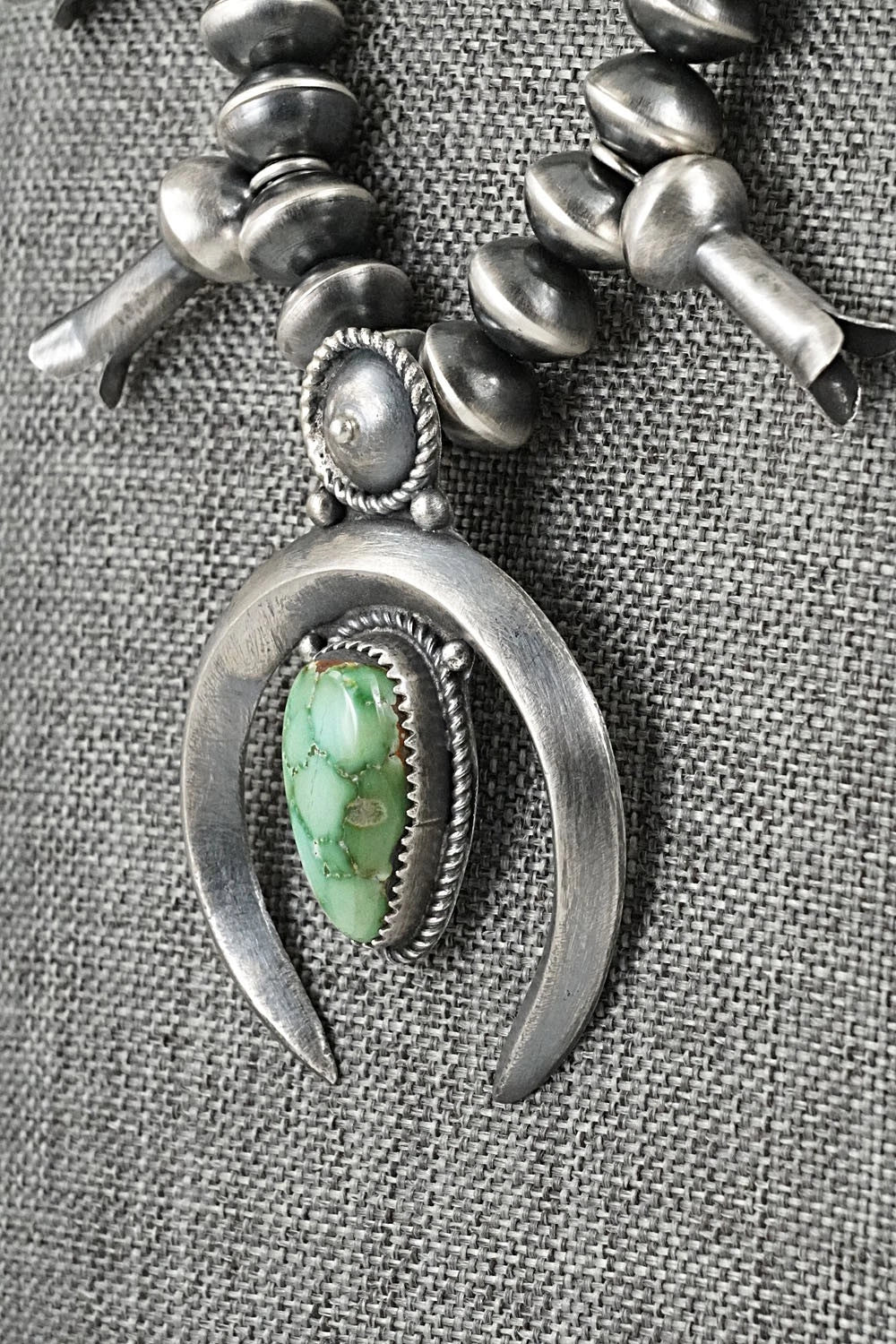 Turquoise & Sterling Silver Squash Blossom Necklace - Presley Haley