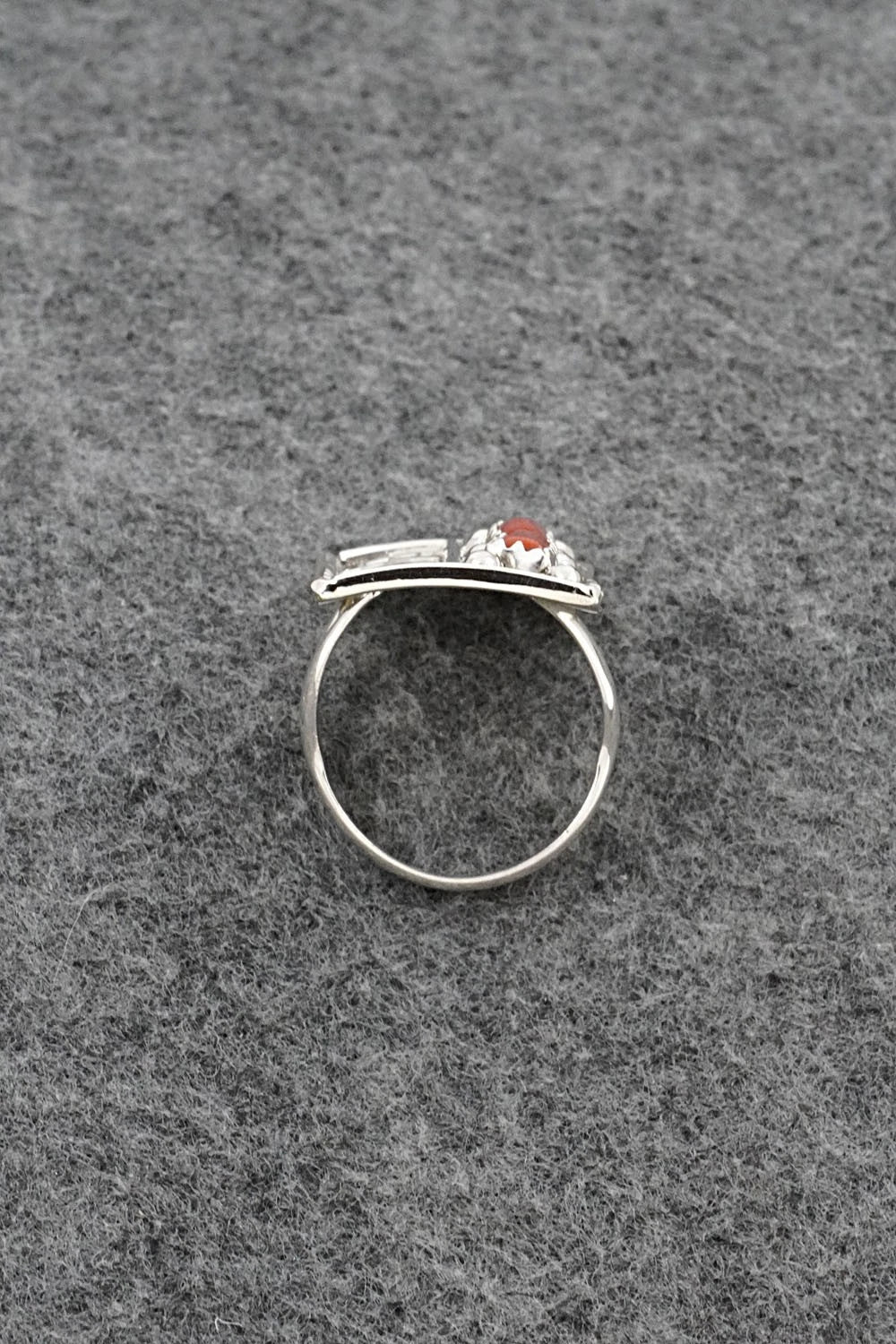 Coral & Sterling Silver Ring - Ronnie Spencer - Size 8.5