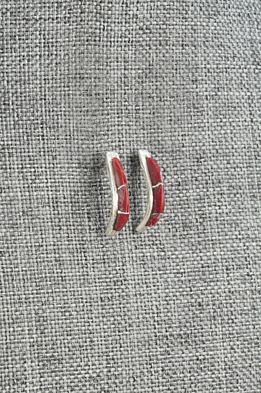 Coral & Sterling Silver Earrings - Kent Lonjose