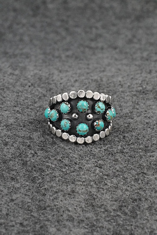 Turquoise & Sterling Silver Ring - Kenny Lonjose - Size 7