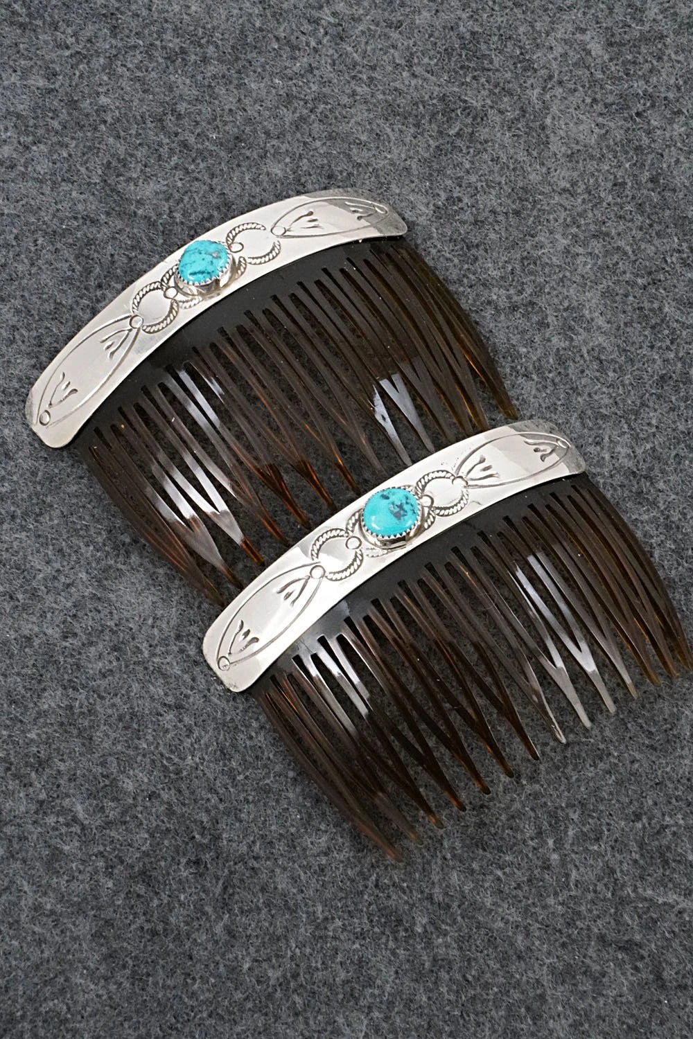 Turquoise & Sterling Silver Hair Combs - Joann Silver