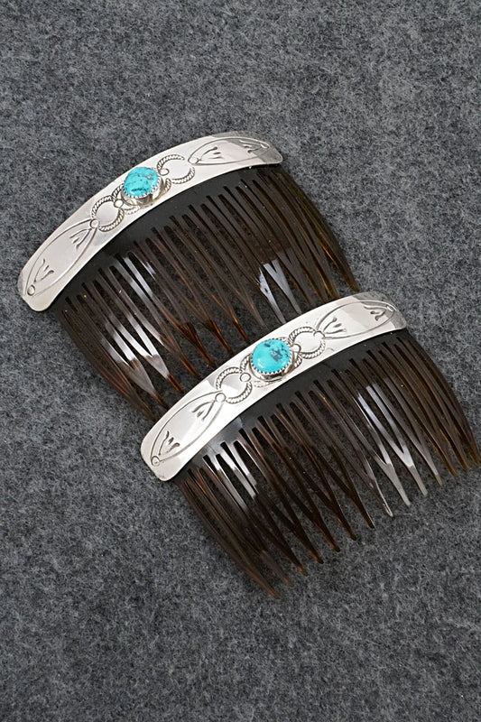 Turquoise & Sterling Silver Hair Combs - Joann Silver