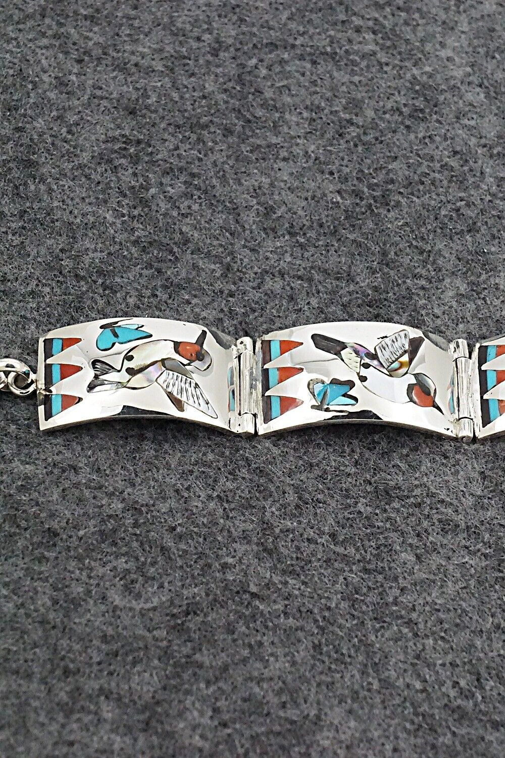 Multi-Stone & Sterling Silver Link Bracelet - Quintin Quam Sr.