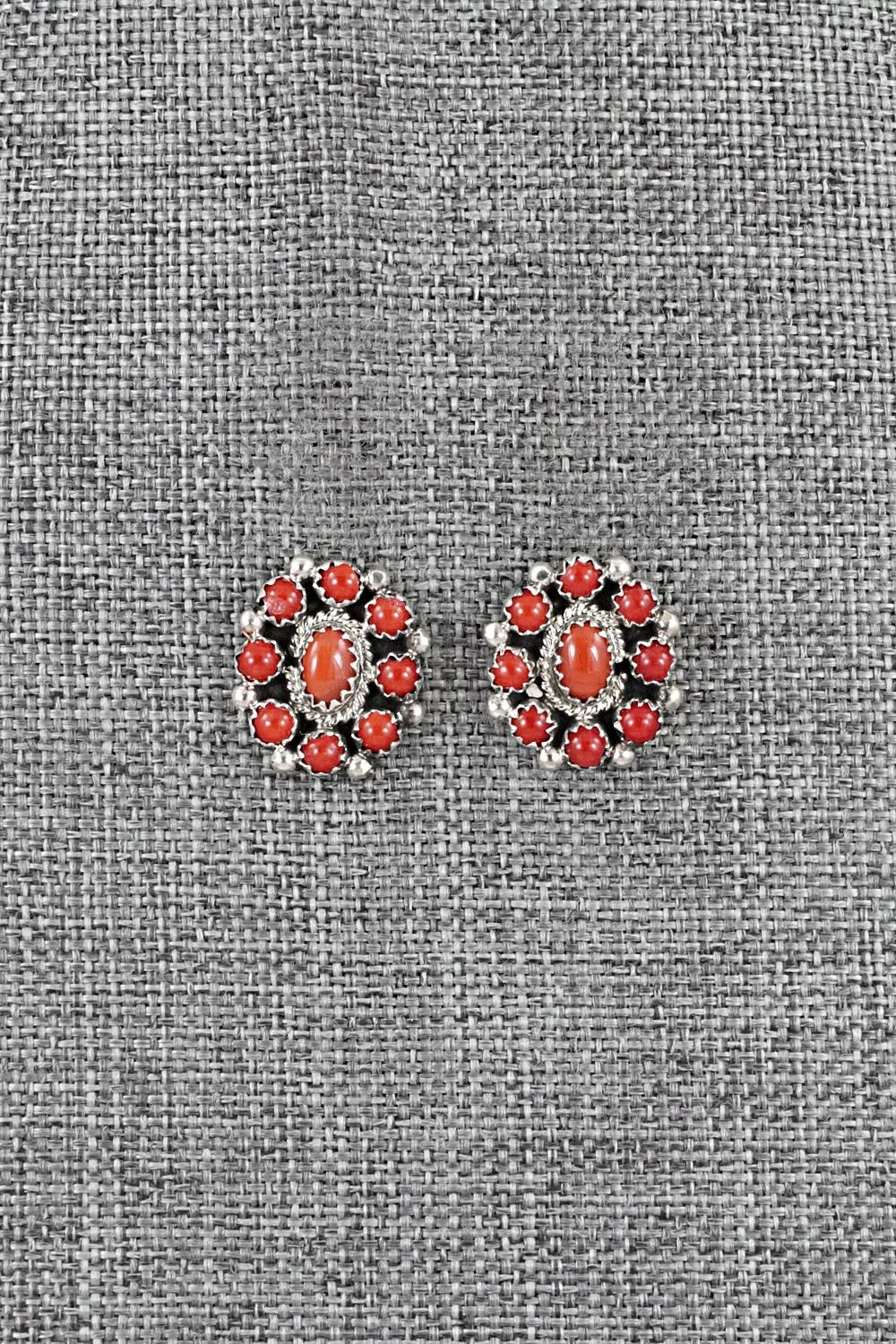 Coral & Sterling Silver Earrings - Nathaniel Curley