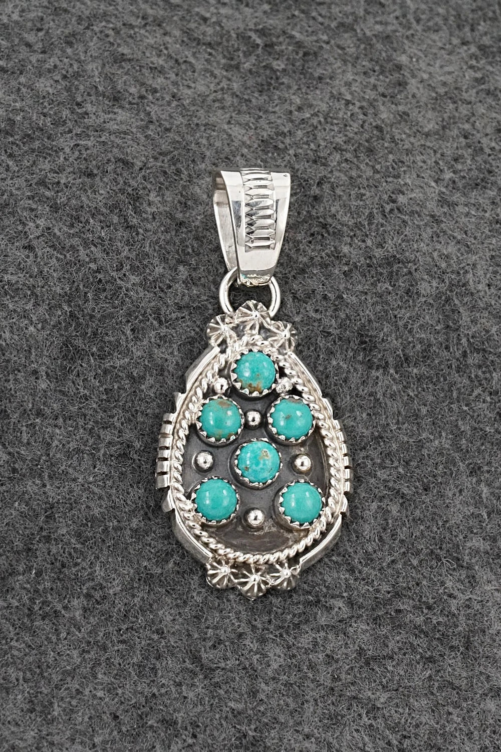 Turquoise & Sterling Silver Pendant - Kenny Lonjose