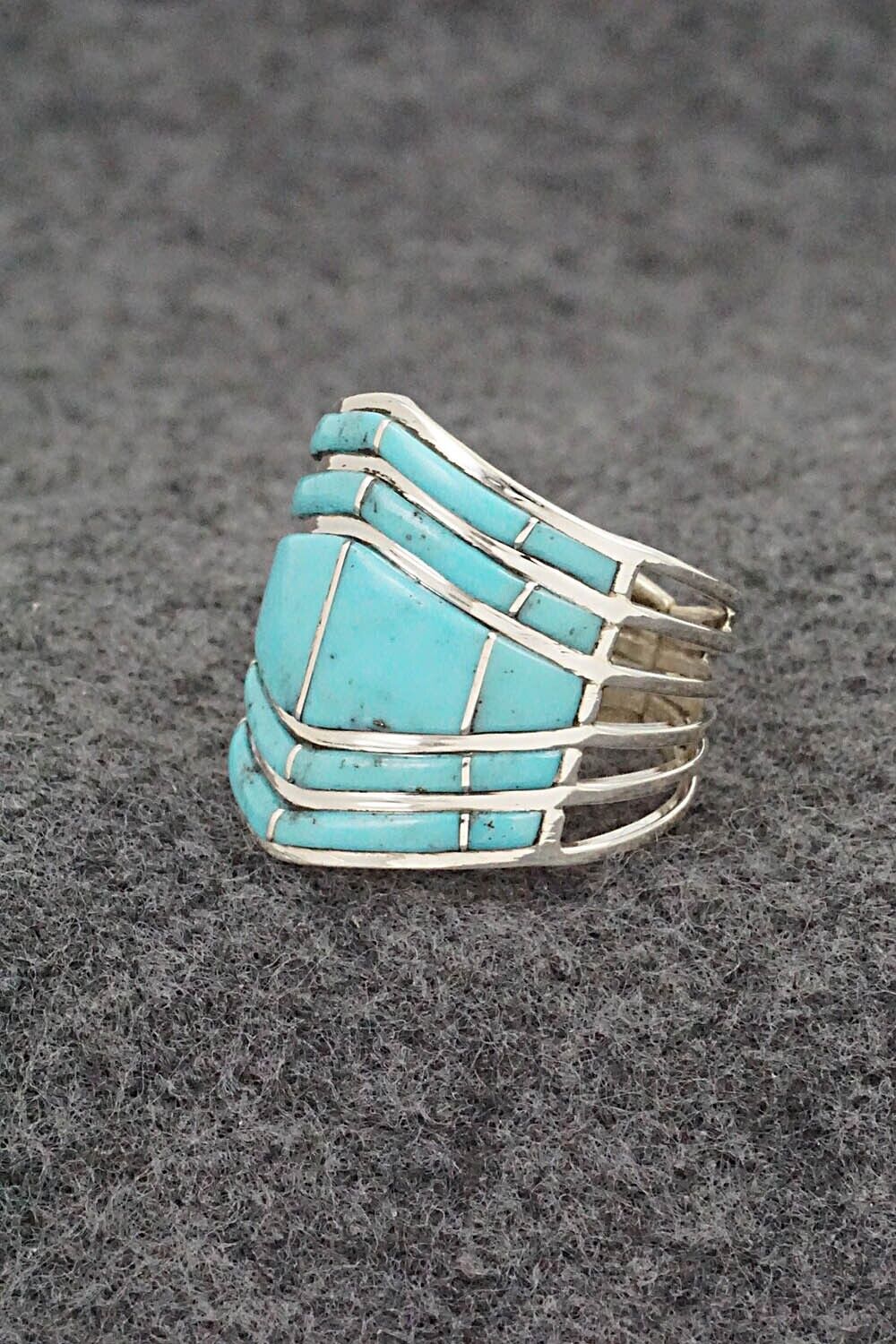 Turquoise & Sterling Silver Ring - Andrew Enrico - Size 8.5