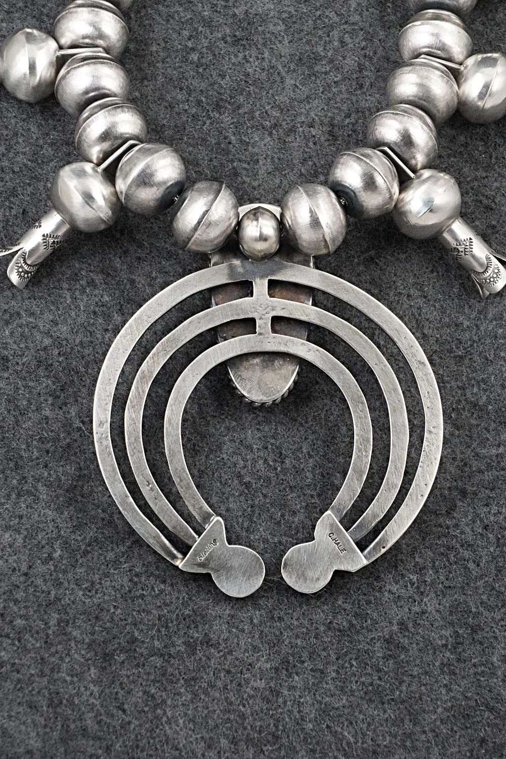 Turquoise & Sterling Silver Squash Blossom Necklace - Chris Hale