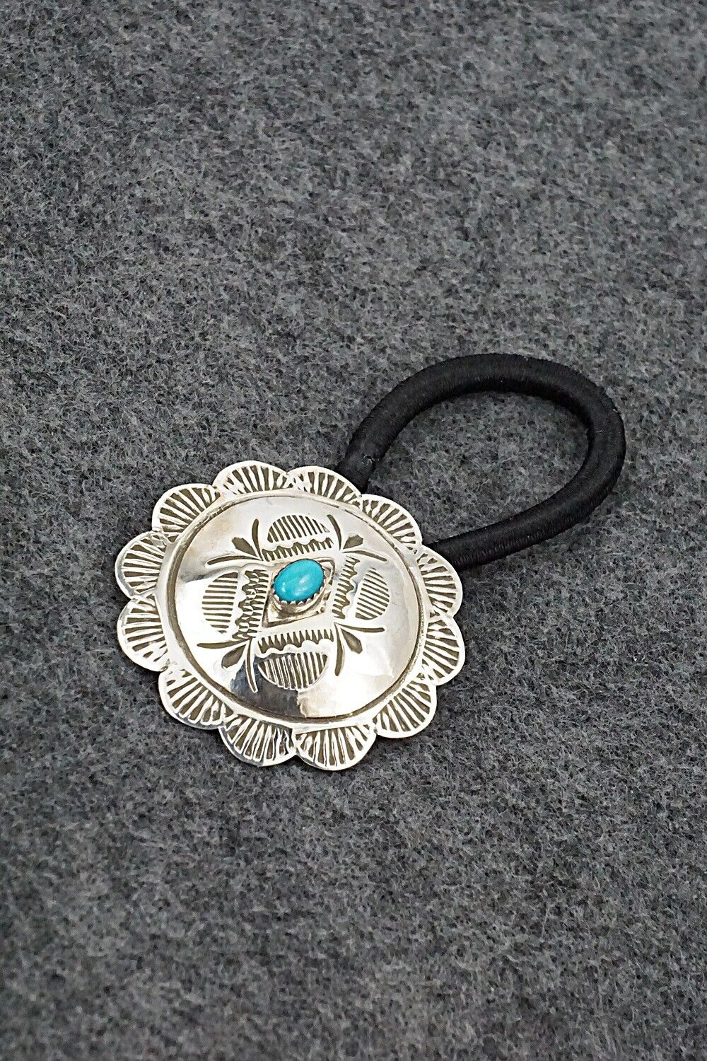 Turquoise & Sterling Silver Hair Tie - Bertha Begay