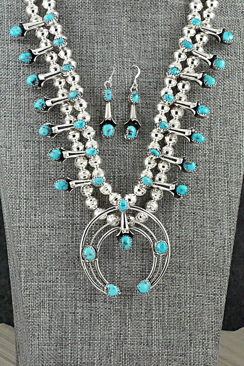 Turquoise & Sterling Silver Squash Blossom Set - Phil Garcia