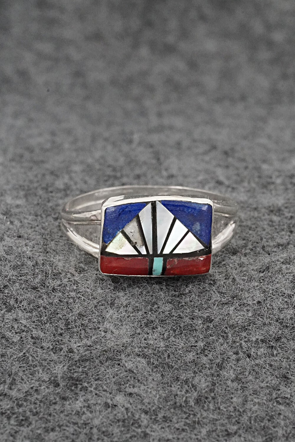 Multi-Stone & Sterling Silver Inlay Ring - Ola Eriacho - Size 14