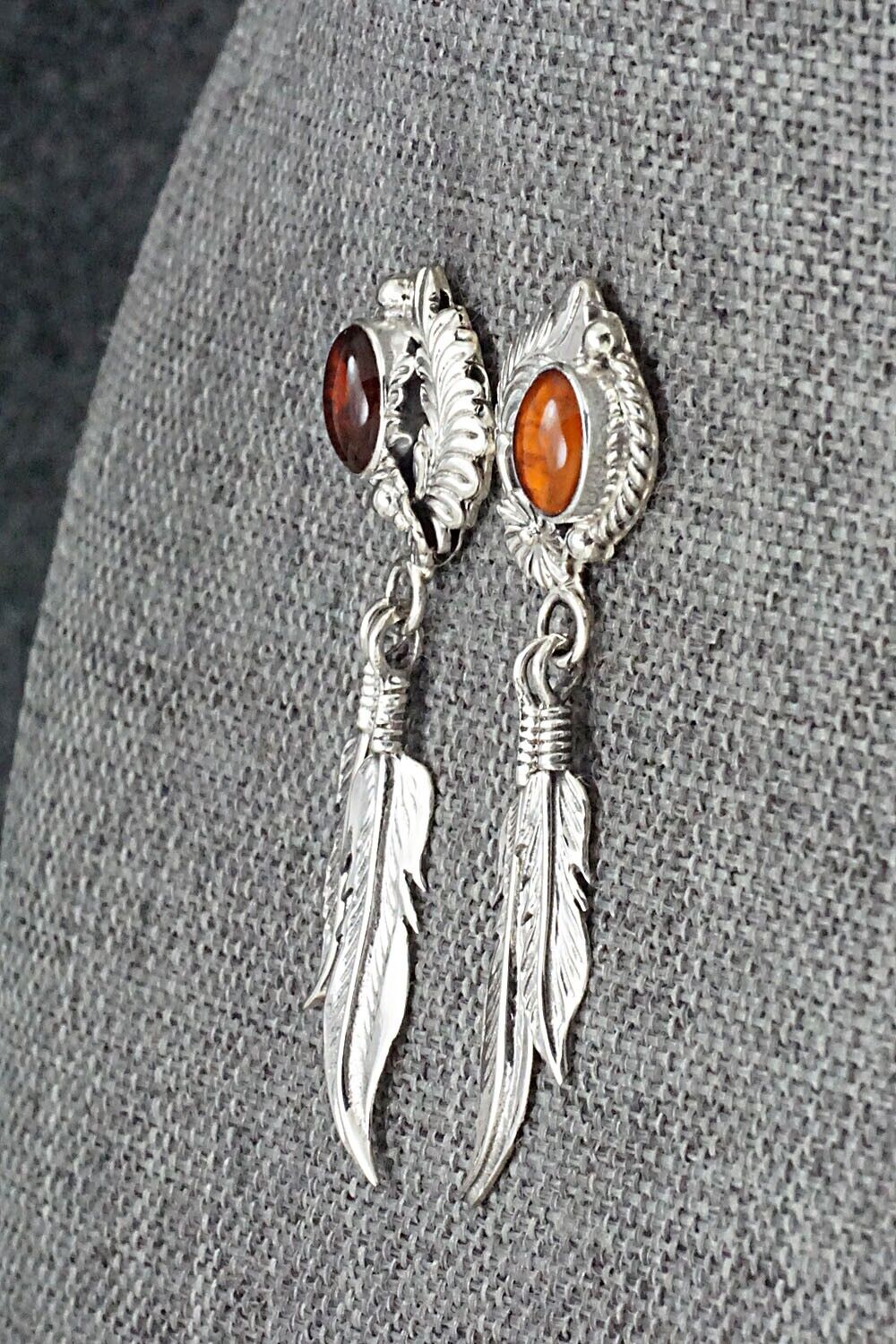 Amber & Sterling Silver Earrings - Annie Spencer