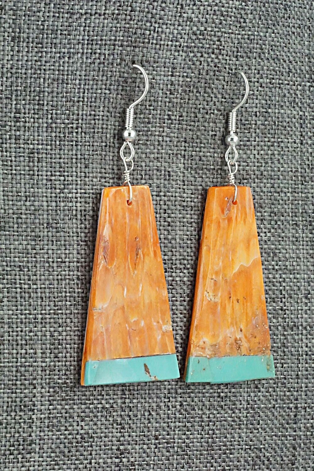 Spiny Oyster, Turquoise & Sterling Silver Earrings - Louise Pete