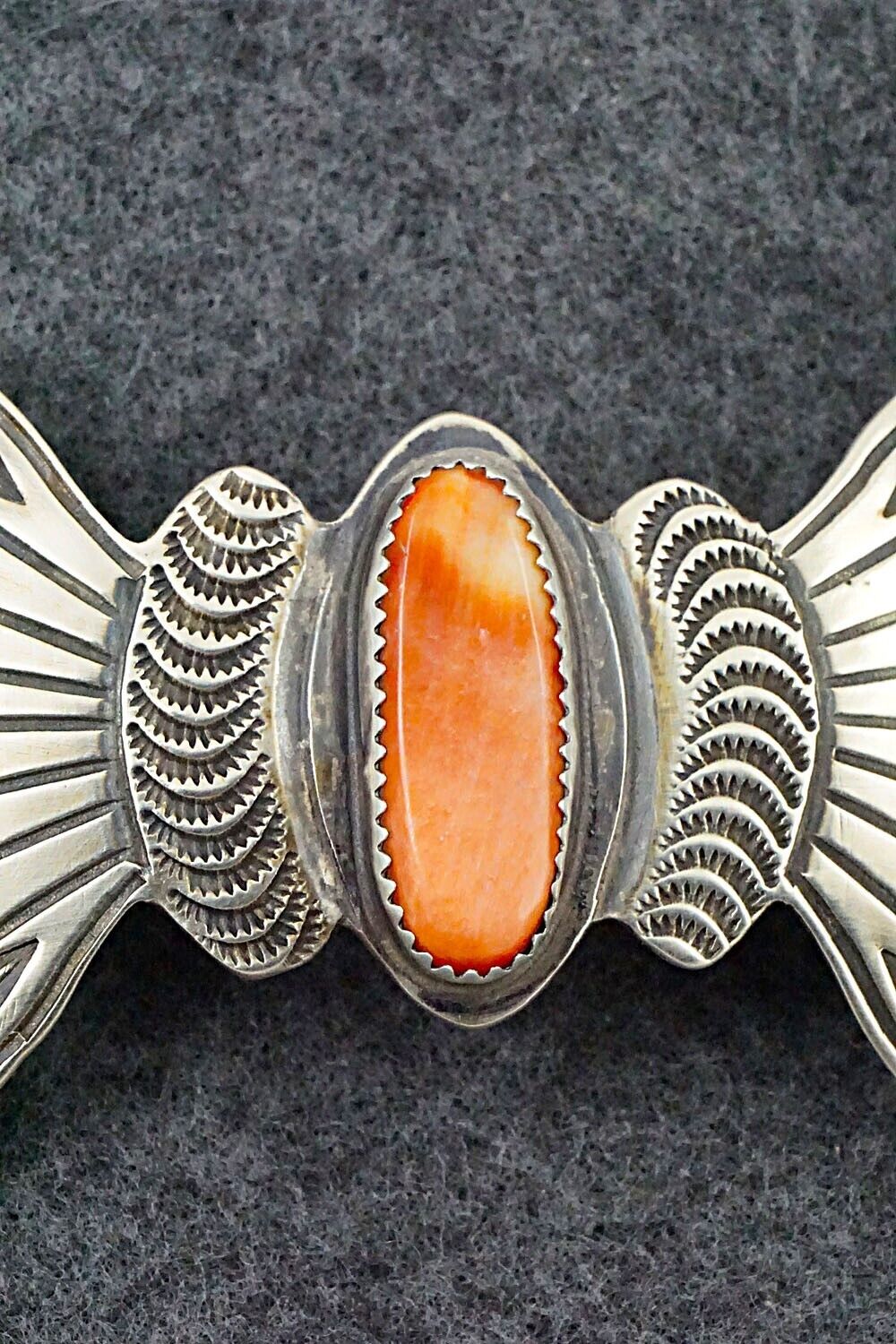 Spiny Oyster & Sterling Silver Hair Barrette - Martha Cayatineto