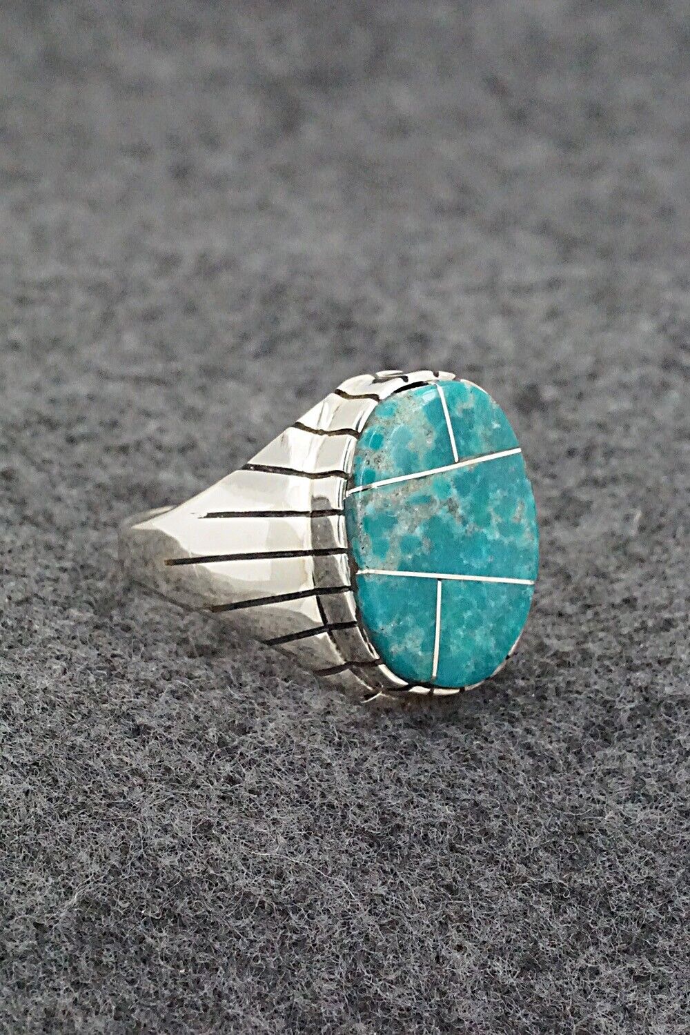 Turquoise & Sterling Silver Ring - Trevor Jack - Size 12