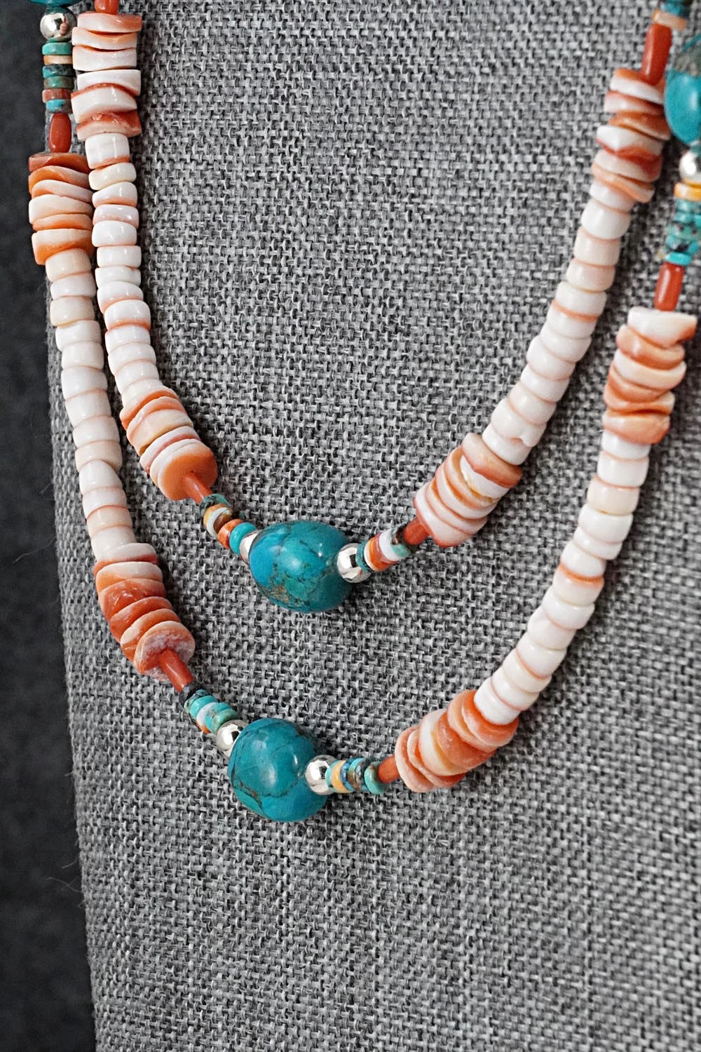 Spiny Oyster, Turquoise & Sterling Silver Necklace Set - Erika Brown