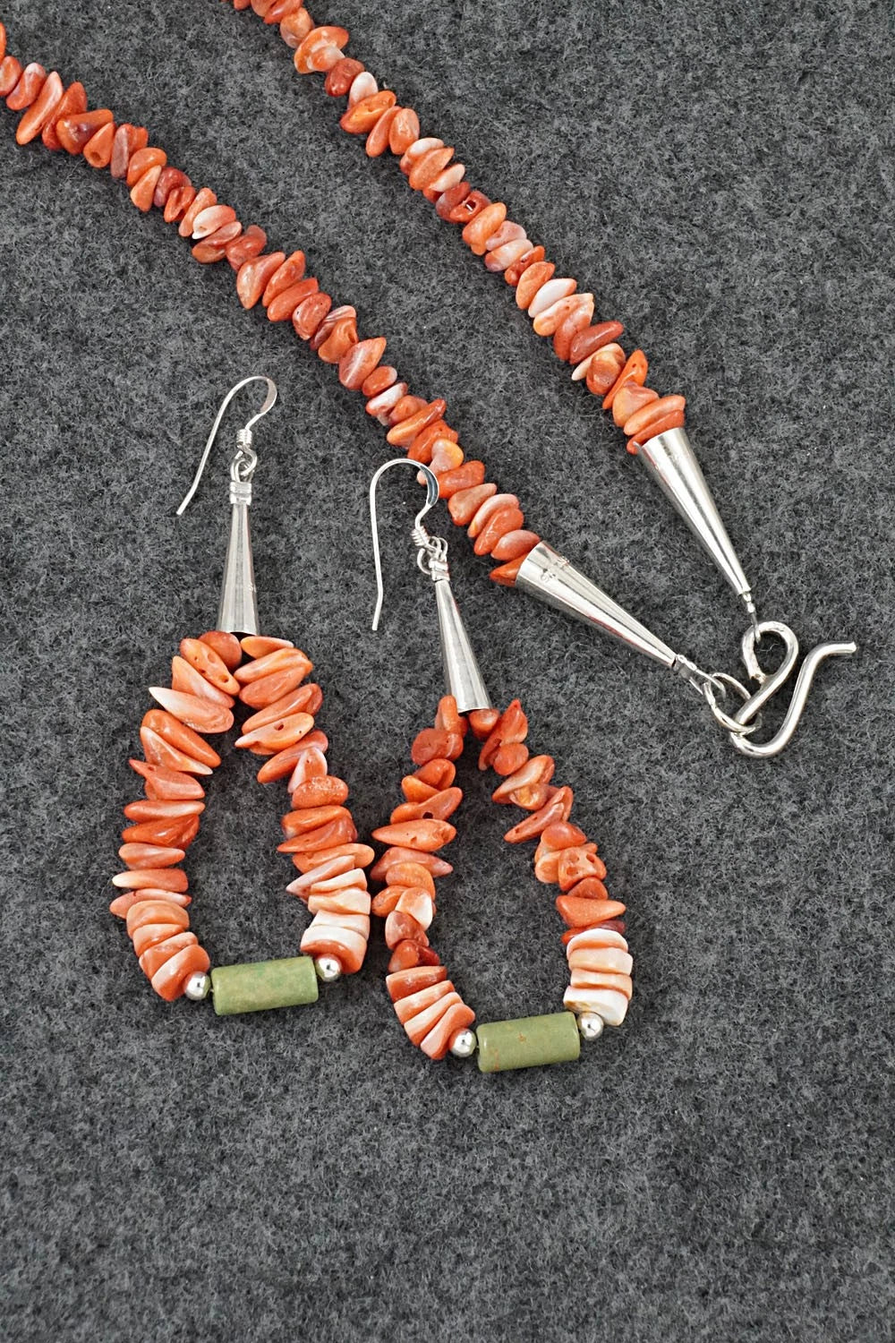 Spiny Oyster, Turquoise & Sterling Silver Necklace Set - Erika Brown