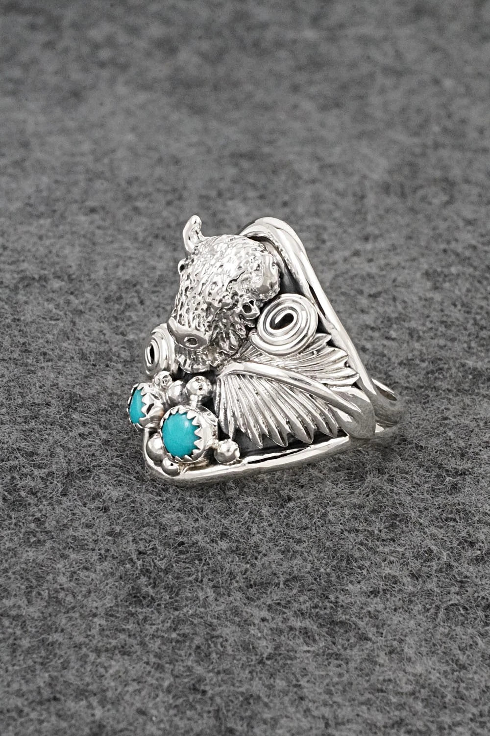 Turquoise & Sterling Silver Ring - Darrell Morgan - Size 11.5