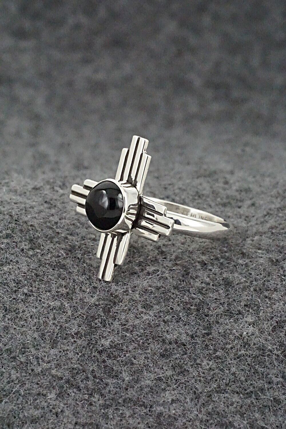 Onyx and Sterling Silver Ring - Raymond Coriz - Size 8.5